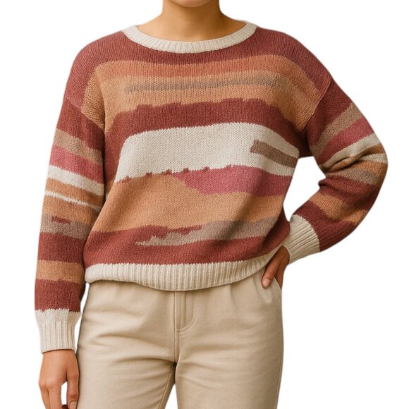 Elsamanda Anthropologie Women's Alpaca Wool Boho Striped Sweater - Size M - Picture 1 of 12